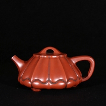 Early first factory Cultural Revolution old purple sand pot Taiwan reflow sketch Gu Jingzhou Handmade old Zhu mud tendon pattern stone scoop