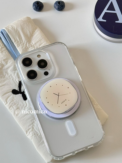 Korean Ins 틈새 디자인 블로거 동일한 시계 Magsafe 자기 전화 에어백 스탠드 텔레 스코픽 사용 유형 Korean Ins 틈새 디자인 블로거 동일한 시계 Magsafe 자기 전화 에어백 스탠드 텔레 스코픽 사용 유형