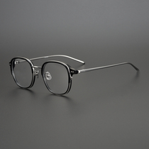 High-end light luxury design Japanese single retro glasses frame square frame titanium frame Full frame myopia glasses frame tide art
