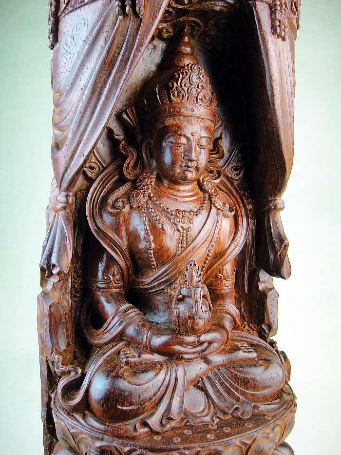 印度小叶紫檀万寿佛木雕件 木檀世家紫檀木实心大料佛像摆件