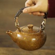 Kiln transformation coarse pottery imitation wood burning hand-lifting beam Teapot Tea Kettle tea tea ceremony tableware can be alcohol