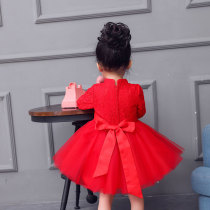 Baby New Year Princess Dress Children's Winter Dress New Year Dress Red Girl Dress Plus Velvet Dress