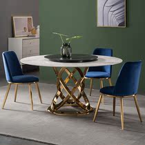 Light luxury post-modern marble dining table and chair combination small household with turntable Italian minimalist rock Plate Round Table