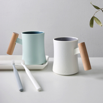 ins wind student dormitory wooden handle thickened mouthwash cup Drinking cup Simple brushing cup tooth cylinder tooth bucket mouthwash cup