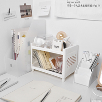 ins double-layer plastic dormitory rack dormitory small storage rack mini storage rack desktop stationery storage rack
