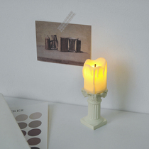 ins style retro literature and art Roman candlestick simulation candle night light desktop decoration Dining table decoration Dormitory ornaments