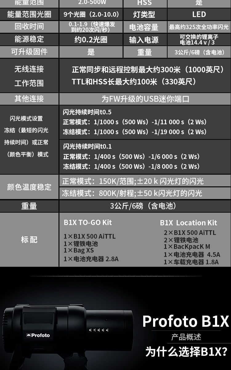 保富图 profoto b1x 500/500 airttl离机外拍闪光双灯套装