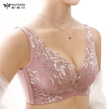 梦黛尔大胸显小无钢圈聚拢性感美背文胸胖mm防下垂大码内衣女薄款-tmall.com天猫