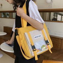 Upper New Japan-ROK Collision Color Casual Tot Bag Girls Middle School Students Fashion Single Shoulder Diagonal Satchel Handbag with a large capacity