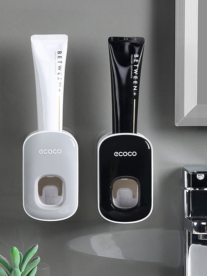 Ecoco 자동 치약 스퀴터 도구 벽 장착 압출기 세트 가정용 펀치 프리 칫솔 보관 랙 Ecoco 자동 치약 스퀴터 도구 벽 장착 압출기 세트 가정용 펀치 프리 칫솔 보관 랙