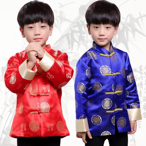 New style children's Tang suit boy's Tang suit spring long sleeve top Chinese style performance festival Tang suit coat