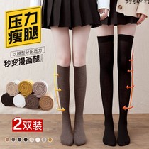 Half-barrel silk stocking long cylinder socks female midcylinder Korean version Japanese summer thin-ins over knee high cylinder spring autumn black student j