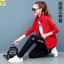 Large size fat MM sports suit women Spring and Autumn three sets 2021 new fashion sweater women loose casual sportswear