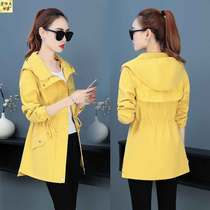 Hooded windbreaker womens long 2021 Spring and Autumn new fashion Korean version of waist thin student sports style coat women