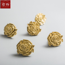 European English American French golden brass rose handle cabinet door wardrobe drawer all copper handle light luxury