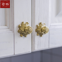 European style British light luxury brass handle cabinet furniture wardrobe door drawer gold American small handle