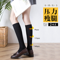 2 calf socks womens mid-tube cotton socks ins tide black jk Japanese stockings High tube spring and autumn knee-high knee socks