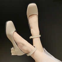 French small high heels women 2021 new students 18-year-old thick heel with ins fairy wind Net Red single shoes