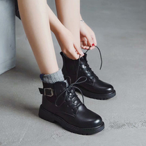 Thick-bottom Martin boots female English style 2021 New Tide ins cool skinny boots Joker short boots female spring and autumn single boots