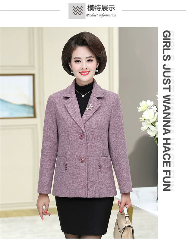 Mẹ mùa xuân và mùa thu áo khoác ngắn 30-40-50 tuổi phụ nữ trung niên khí chất phù hợp với phụ nữ trung niên và người già Bộ đồ mỏng - Business Suit