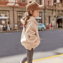 Girls foreign style autumn and winter cashmere coat 2020 new Korean childrens middle-aged children plus velvet thick coat tide