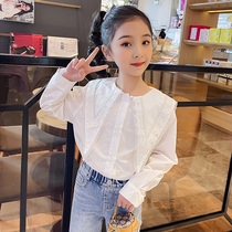 Lace doll collar white shirt girl shirt 2023 spring dress new foreign gas middle school boy top Korean version of Chunqiu