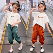 Girls' Summer Package 2023 The new fashionable Chinese children's short-sleeved sports two sets of summer tide