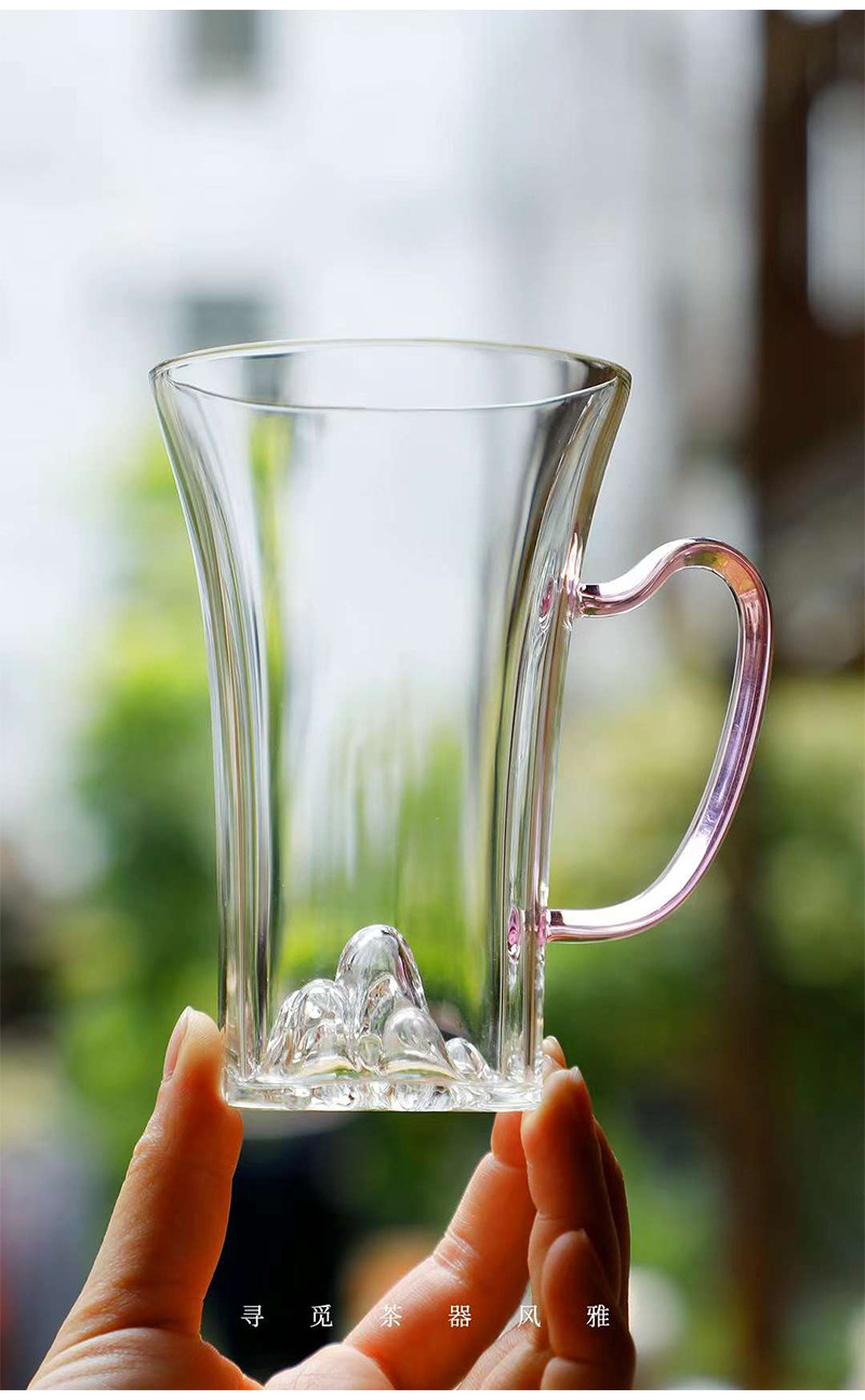 方圆观山绿茶杯玻璃泡茶杯创意水杯女生个人杯高档商用茶水杯对杯