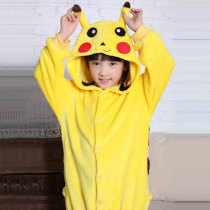 Autumn Winter Child Pikachu Dinosaur Breathable Conjoined Clothing Flannel Cartoon Animal Dairy Cow Male Girls Home Clothing