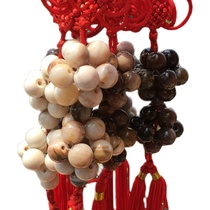 Fulai main business Myanmar natural boutique jade pure hand carefully prepared double ball beads car hanging red rope celebration