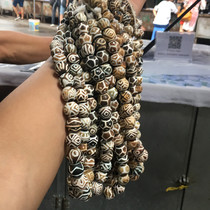 Myanmar natural hemp rope original dendritic jade Silicified wood Bangtik earth beads Wood tube beads Tibetan Tianzhu side necklace