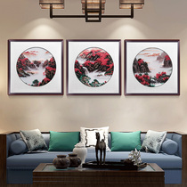 Su embroidery finished product hanging painting with frame handmade embroidery decoration painting true silk transparent yarn triplex living room Shu embroidered painting