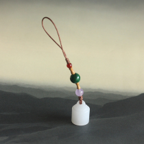 Dani original natural Xinjiang white jade mobile phone hanging handmade car key hanging bag hanging seal pendant creative gift