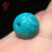 Yajiaoshan ore natural high porcelain blue turquoise loose beads Round beads Jade backgrain beads Carved beads with bead accessories