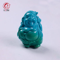 Hubei raw ore turquoise jade material Piggy year of life carved pig Bajie carved pieces Canopy marshal pendant accessories