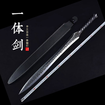 Dragon Springs City knife and sword integrated sword pure hand forged and beaten twist handle grain Tang cross knife stainless steel cold weapon unopened blade