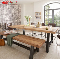 American retro wrought iron conference table large desk desk desk solid wood dining table computer table coffee table