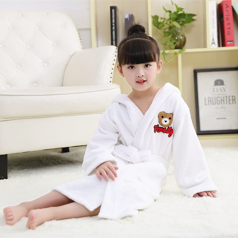 卡通可爱儿童浴袍纯棉毛巾料加厚秋冬款全棉宝宝浴衣男女大童带帽