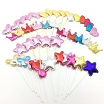 Party birthday cake decoration ornaments flag planting with glitter Crown star love shiny paper insert five-pointed star