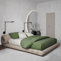 Nordic cloth bed light luxury ins Net red Wufeng bedroom bed modern simple master bedroom double Japanese floor floor bed