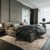 Italian minimalist baxter leather bed light luxury modern simple double bed master bedroom high end atmospheric tatami bed