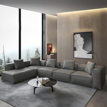 Italian leather sofa first layer cowhide modern Nordic luxury Italian minimalist sofa combination living room trio
