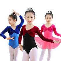 Childrens dance practice uniforms golden velvet uniforms Womens autumn and winter summer long and short sleeves cotton gymnastics body Test clothes