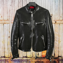 Leather leather lamb leather jacket Male middle-aged fried street ruffian handsome jacket Spirit male high-end sense of jacket Male light luxury