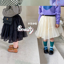 kai mom girl Korean skirt 2021 autumn dress New Baby foreign style puffy gauze dress fairy short skirt