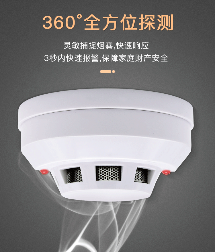 有线联网光电烟雾报警器家用酒店消防烟感探测传感器输出常开常闭