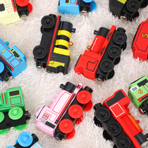 Sliding small train children wooden small locomotive toy compatible wooden train track brio IKEA rice rabbit