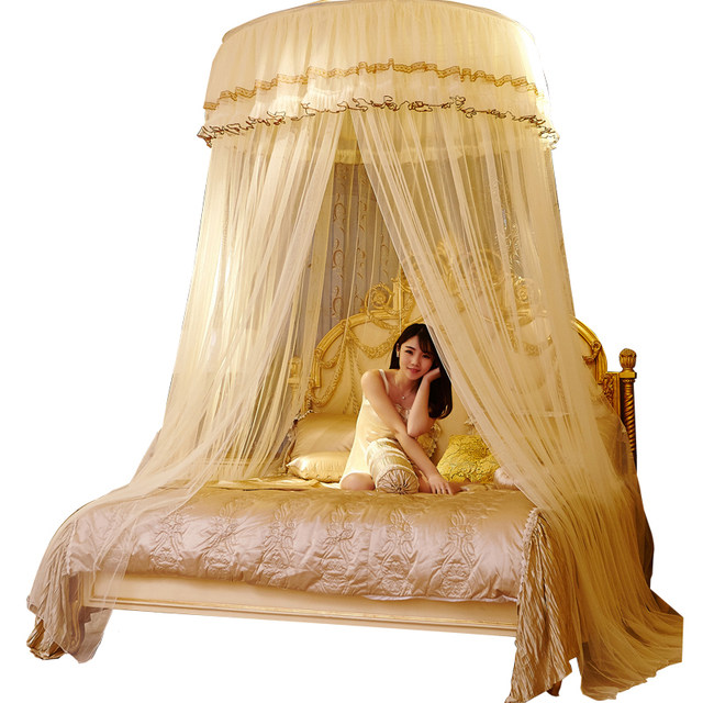 Dome ເພດານກັນຍຸງ double enlarged 1.5/1.8/2m bed floor-standing European ceiling round mosquito net 1.2m bed