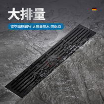 Black 304 stainless steel floor drain deodorizer thickened long strip rectangular toilet shower room Large displacement