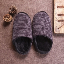 Foreign trade day single cotton slippers Zen thick plus velvet indoor home shoes mens winter bag with floor shoes computer shoes